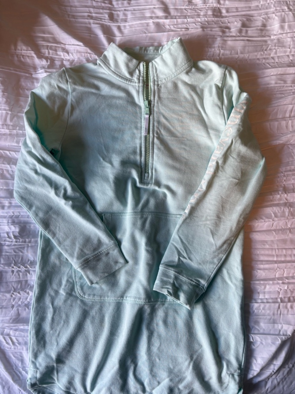 Vineyard Vines Girls Light Mint Half-Zip Pullover Tee